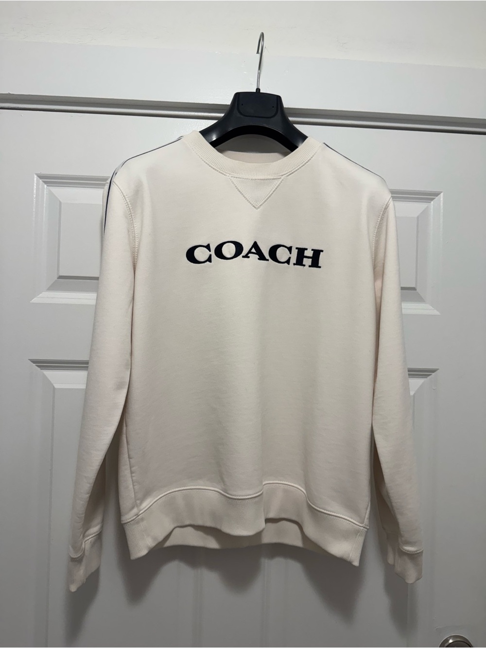 Coach Cream Crewneck Sweatshirt with Black Logo
